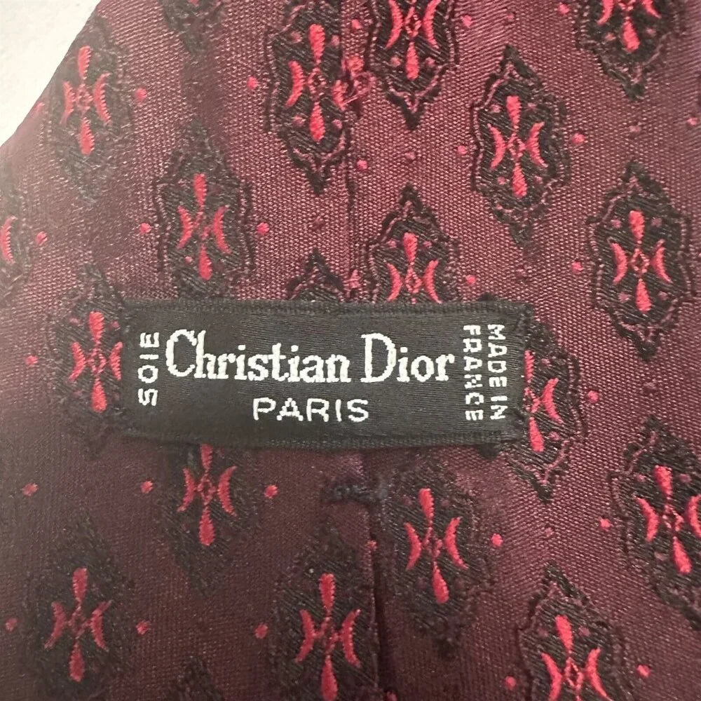 Vintage Christian Dior Made In France Mens Silk Necktie Geometric Tie